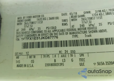 2018 Ford F-150 Xl from USA, damaged, VIN 1FTFX1E51JKD87776